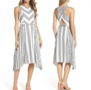 Anthropologie Adelyn Rae black and white asymmetrical midi dress with cutouts